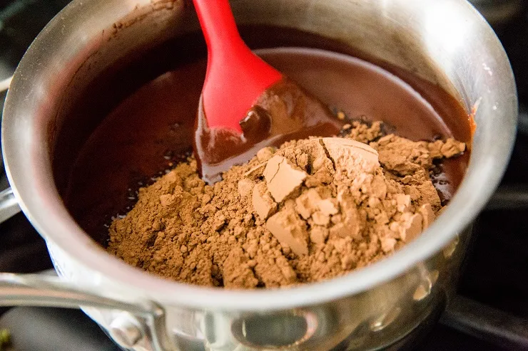 Stir in the sweetener and cocoa powder
