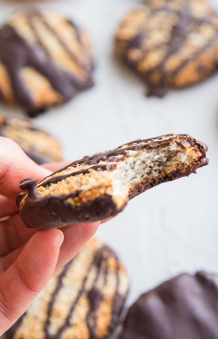 Healthy Samoas (aka Caramel deLites) homemade copycat Girl Scout cookie recipe that is healthier