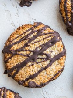 4-Ingredient Healthy Samoa Cookies - a copycat Girl Scout cookies recipe made healthier and paleo friendly