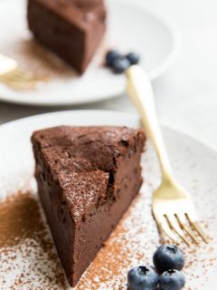 Flourless Keto Chocolate Cake Recipe made dairy-free, grain-free, and sugar-free! Rich, moist, amazing cake recipe!