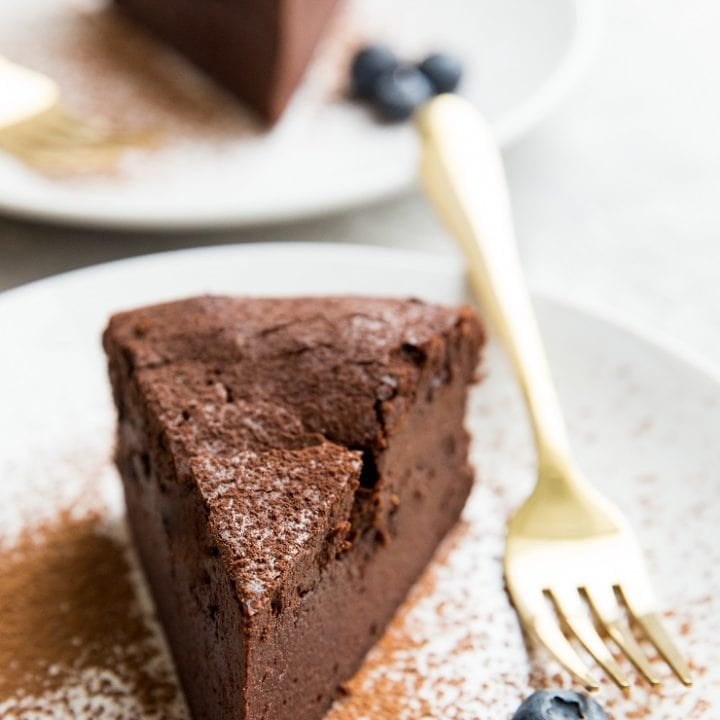 Flourless Keto Chocolate Cake Recipe made dairy-free, grain-free, and sugar-free! Rich, moist, amazing cake recipe!