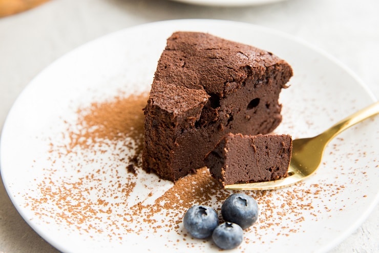 Keto Chocolate Cake recipe made dairy-free, grain-free, and flourless. Rich, moist, fudgy and delicious