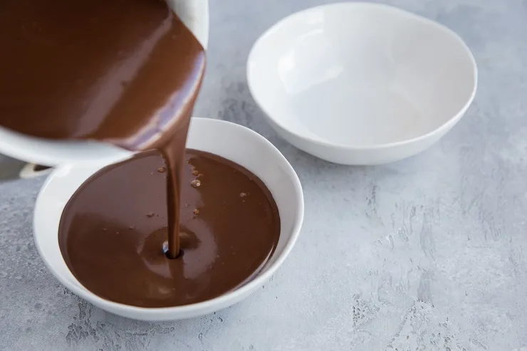 Pour chocolate into bowls