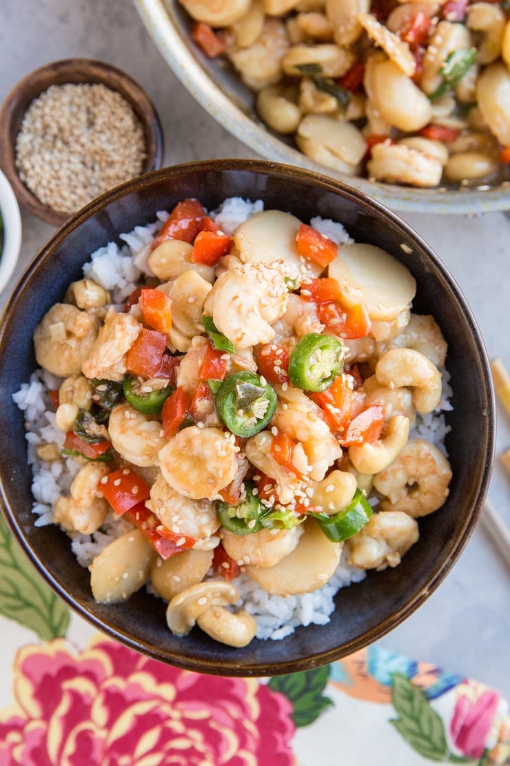 Healthy Kung Pao Shrimp recipe - a quick and easy approach to Kung Pao Shrimp that only requires a handful of basic ingredients and less than 30 minutes!
