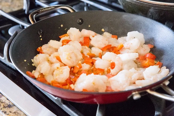 How to make Kung Pao Shrimp - saute the shrimp and vegetables