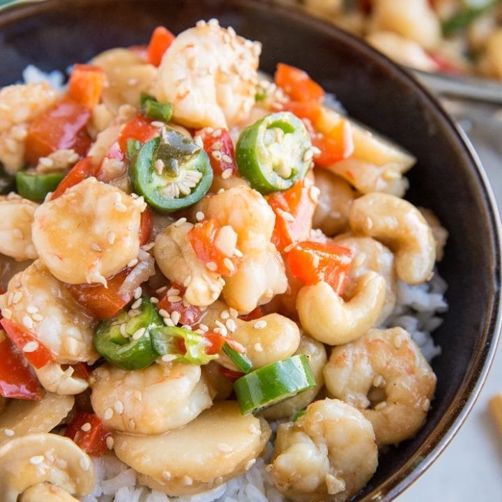 Easy 30-Minute Kung Pao Shrimp Recipe - this healthy dinner recipe comes together lightning quick!