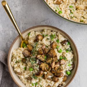 Creamy Mushroom Risotto Recipe - incredibly flavorful and delicious perfectly cooked risotto. Dairy-free, delicious side dish