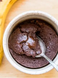 Paleo Banana Chocolate Mug Cake - grain-free, dairy-free, oil-free, delicious single-serve dessert recipe
