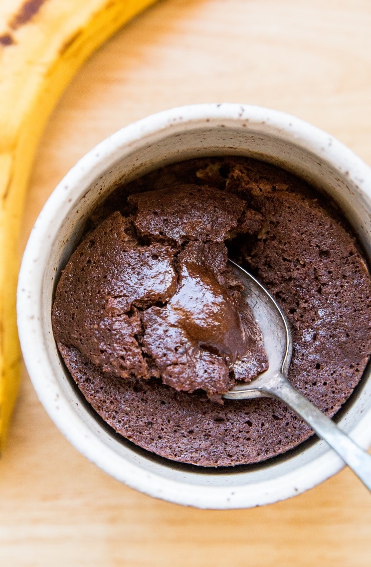 Paleo Banana Chocolate Mug Cake - grain-free, dairy-free, oil-free, delicious single-serve dessert recipe