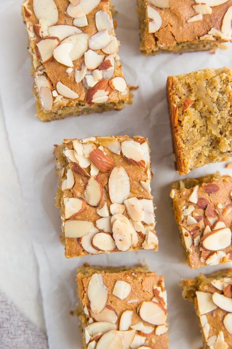 Grain-Free Lemon Poppy Seed Blondies - healthy blondies recipe made with almond flour