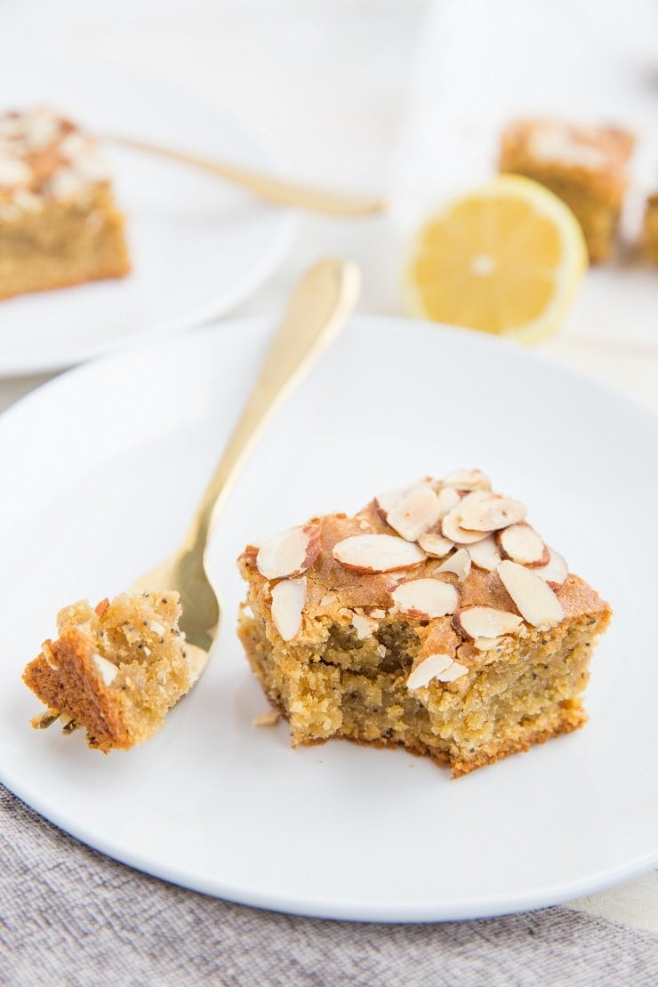 Grain-Free Lemon Poppy Seed Blondies - an easy delicious healthy dessert recipe