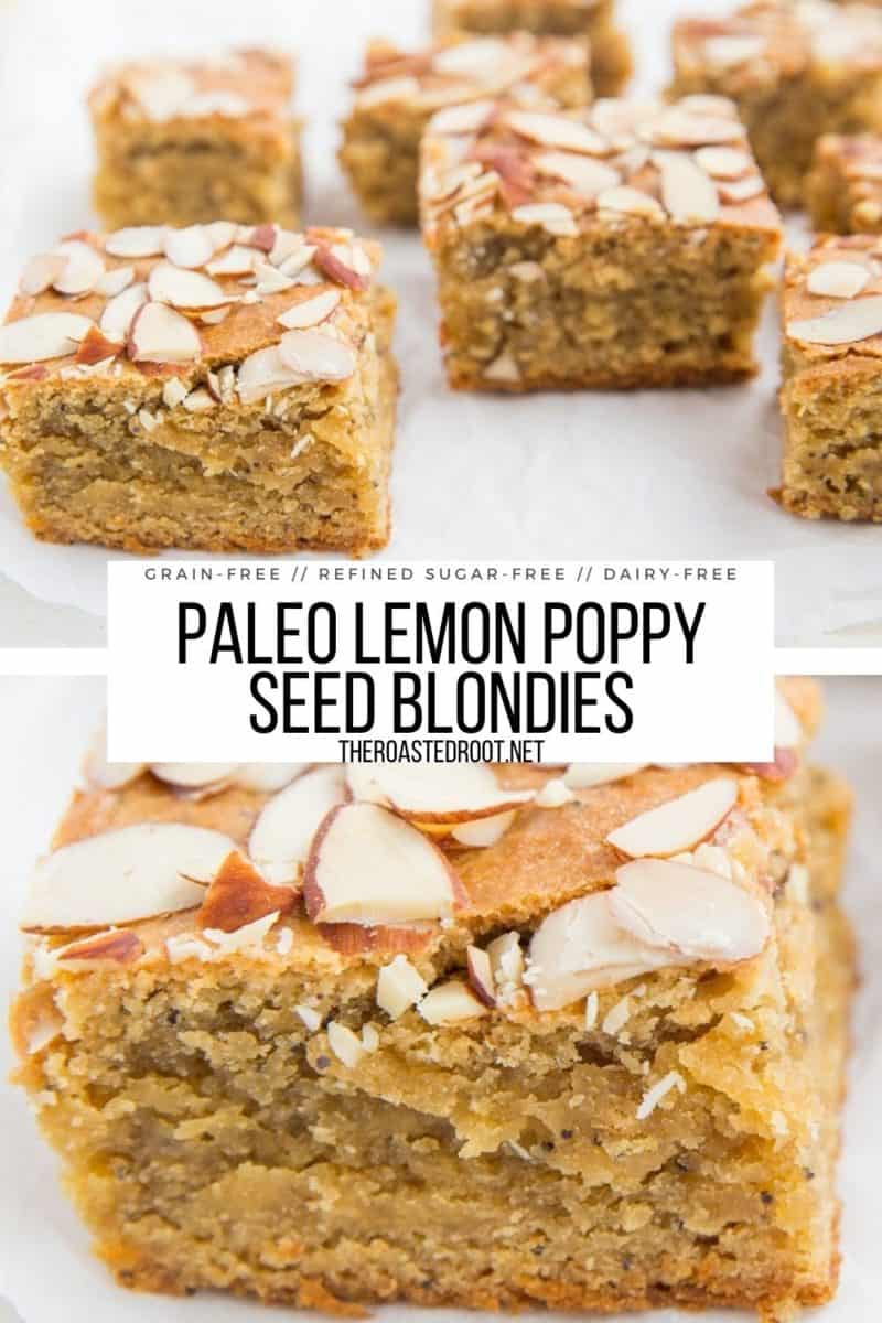 Grain-Free Lemon Poppy Seed Blondies made dairy-free, refined sugar-free and paleo friendly