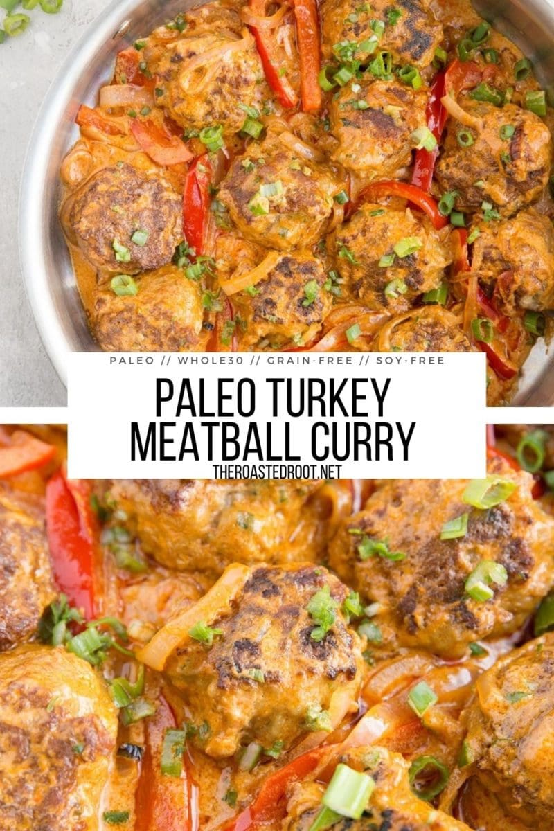 Paleo Turkey Meatball Curry - delicious turkey meatballs in Thai Red Curry Sauce makes for an amazingly flavorful meal!