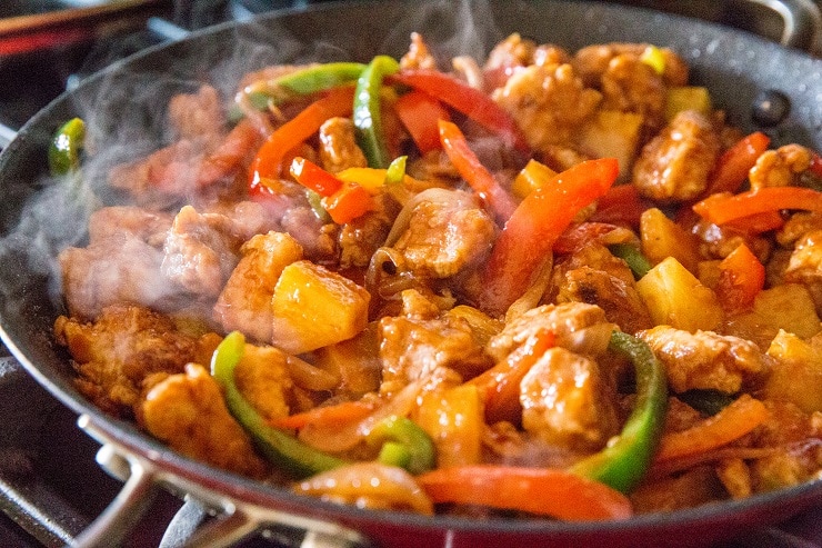 Cook sweet and sour pork until thick and crispy