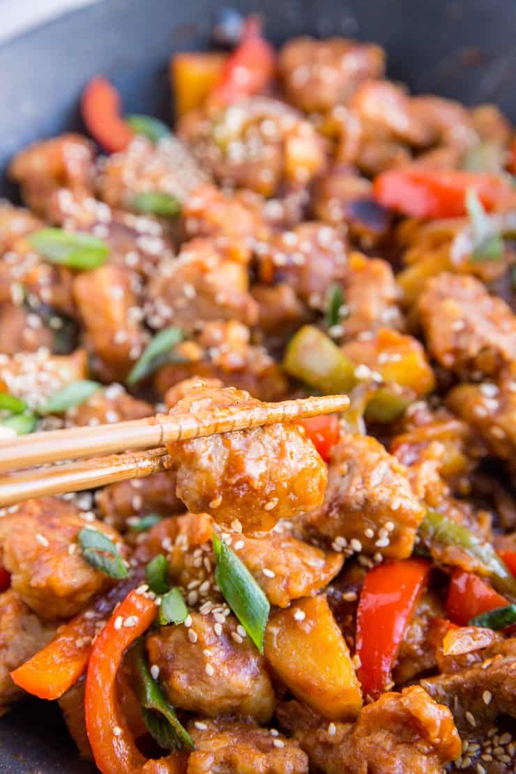 Sweet and Sour Pork - gluten-free sweet and sour pork recipe that is healthier than takeout. A delicious dinner recipe that can be made any night of the week!