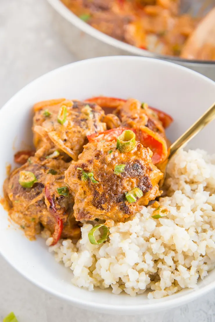 Thai Meatball Red Curry - Turkey meatballs in amazing coconut milk red curry sauce