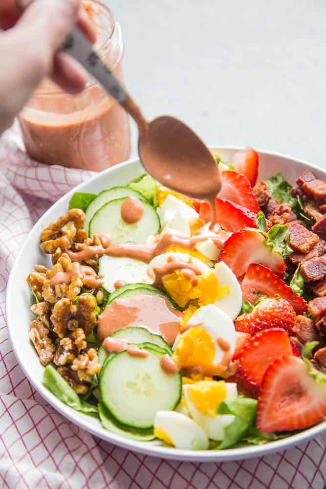 Strawberry Cobb Salad with Strawberry Balsamic Vinaigrette