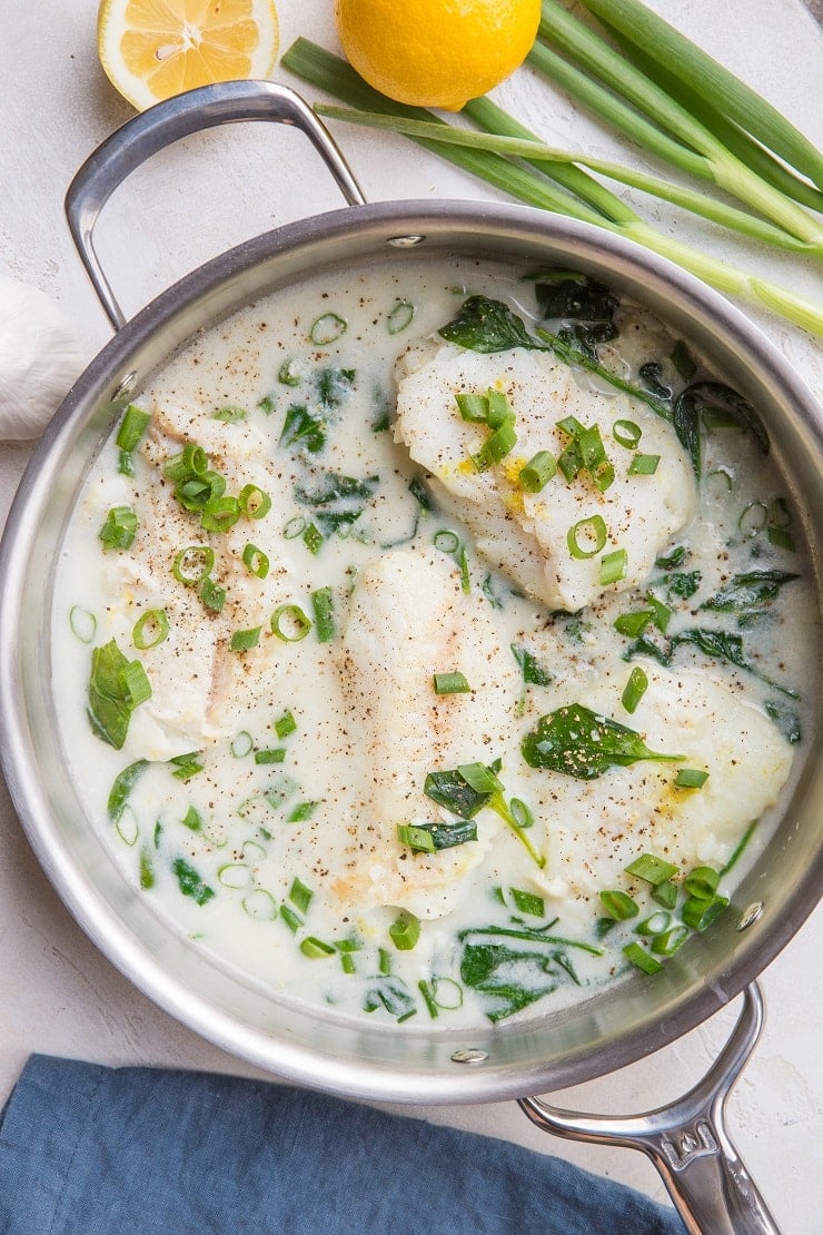 Creamy Lemon Garlic Cod recipe - a low-carb, healthy dinner recipe for any night of the week