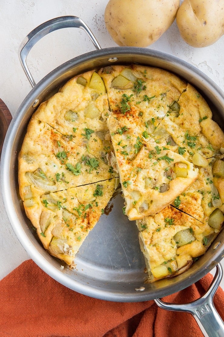Easy Spanish Omelette with potatoes and onions - a delicious breakfast recipe.