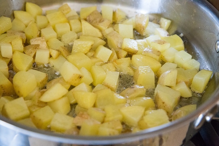 How to make a spanish omelette - pan-fry the potatoes