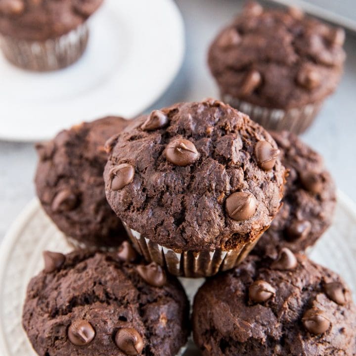 Double Chocolate Gluten-Free Banana Muffins - moist, fluffy, amazingly rich and delicious!