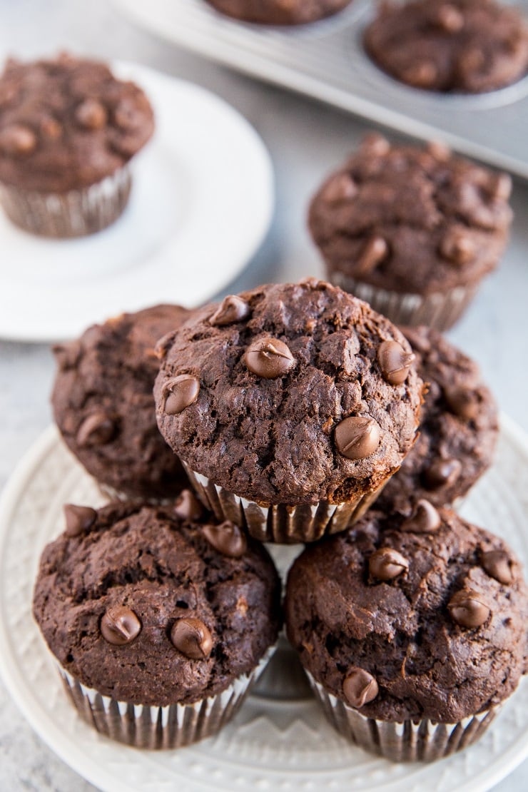 Double Chocolate Gluten-Free Banana Muffins - moist, fluffy, amazingly rich and delicious!