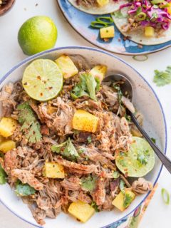 Pineapple Pork Carnitas - shredded pork made in the Instant pot with pineapple