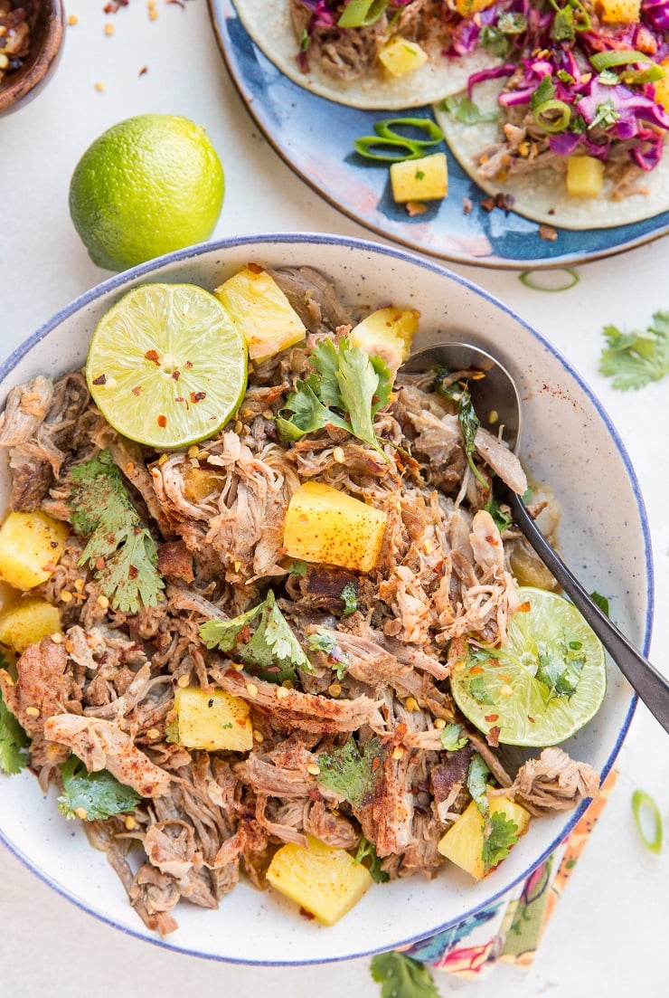 Pineapple Pork Carnitas - shredded pork made in the Instant pot with pineapple