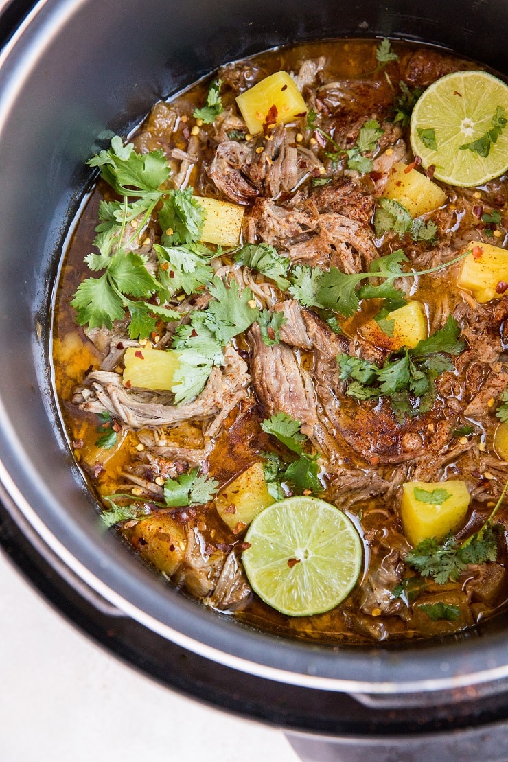 Instant Pot Pineapple Pulled Pork - an easy recipe for the most amazing tender shredded pork carnitas