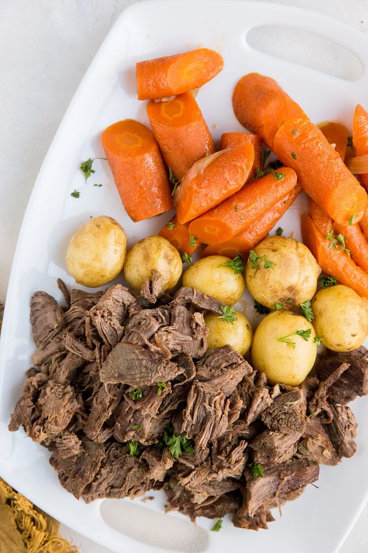 Easy Pot Roast made in the pressure cooker. A goof-proof method of cooking beef that turns out super tender