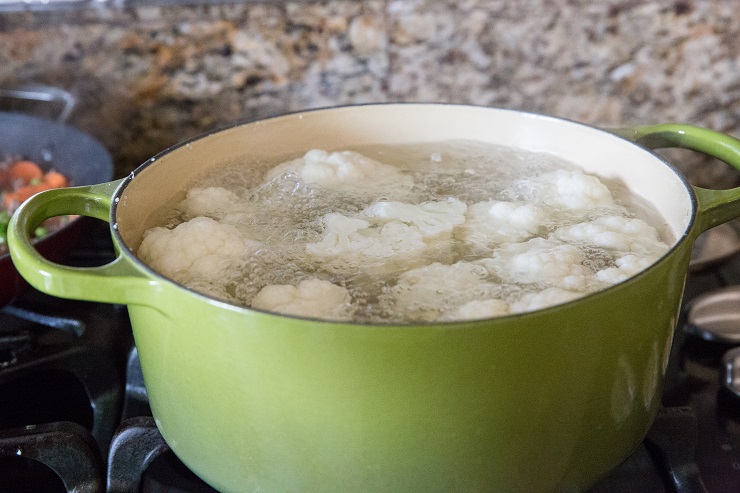 Boil the cauliflower for mashed cauliflower