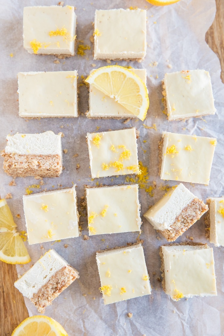 Keto lemon Cheesecake Bars - dairy-free, grain-free, sugar-free low-carb dessert recipe. Creamy and zesty bars!