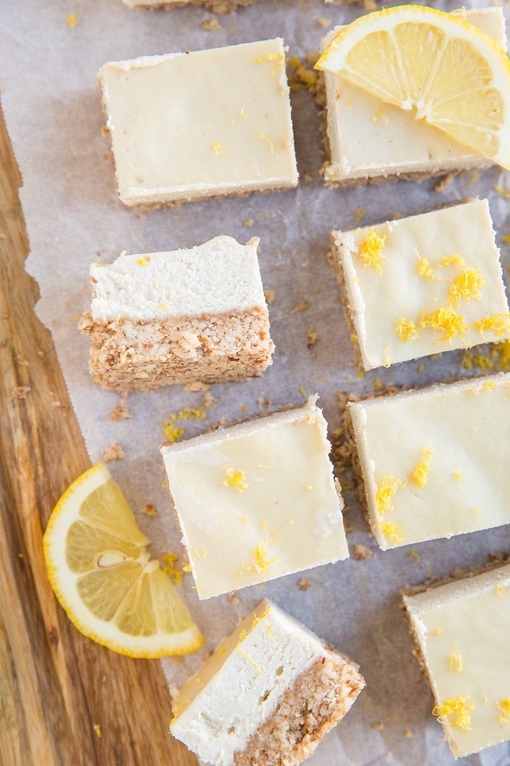 Keto Lemon Cheesecake Bars - no-bake lemon bars made dairy-free, grain-free and sugar-free. A low-carb dessert recipe!