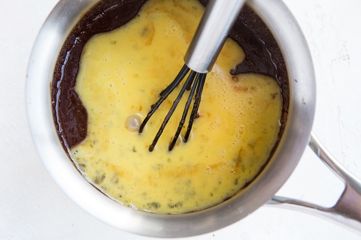 Whisk the eggs into the brownie mixture