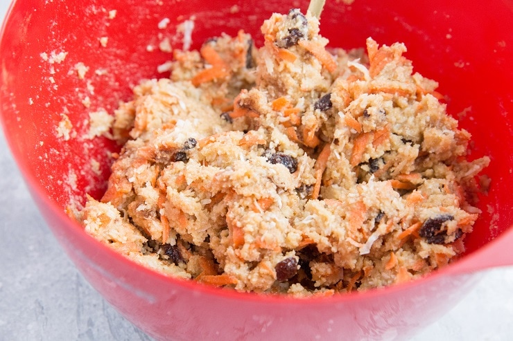 Carrot cake blondie batter in a bowl