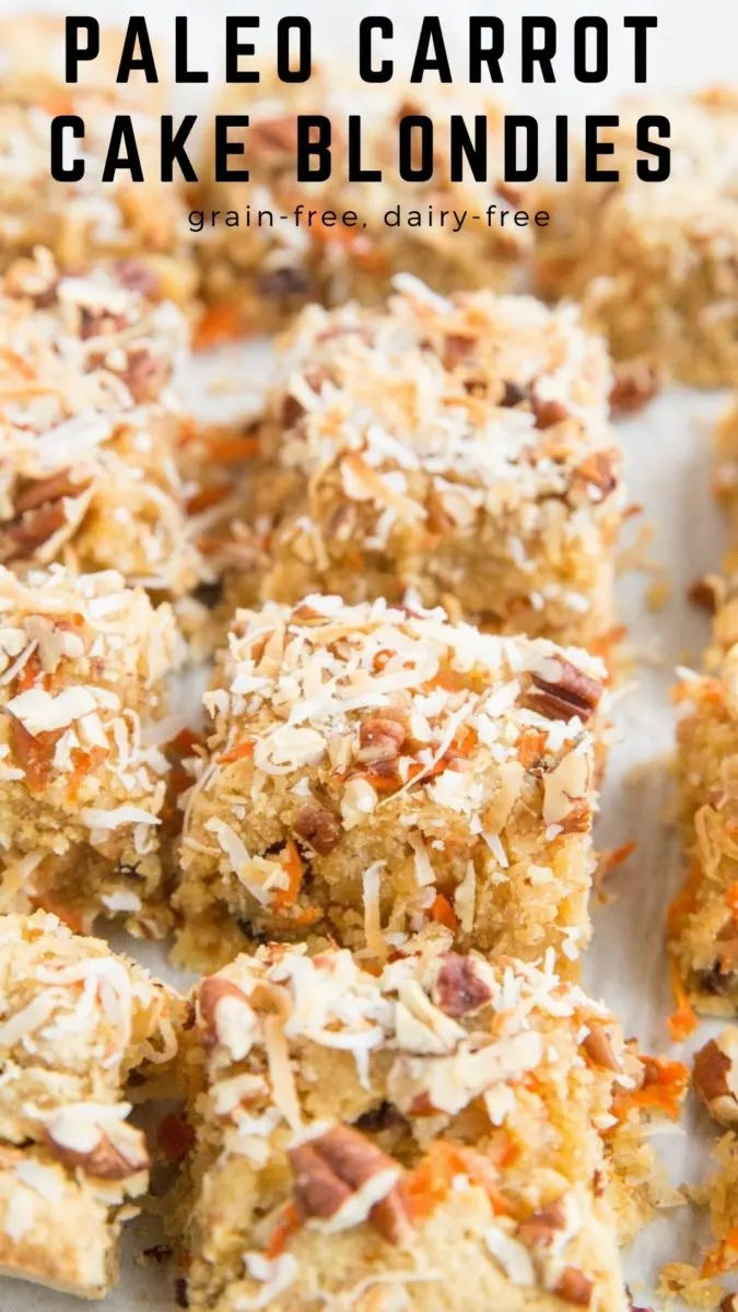 Paleo Carrot Cake Blondies - a grain-free blondies recipe with carrot cake ingredients for a fun cookie bar - gluten-free, dairy-free, refined sugar-free