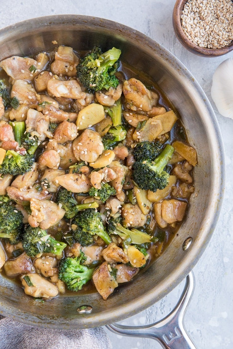 Quick and Easy 30-Minute Mongolian Chicken with broccoli - a healthy paleo dinner recipe