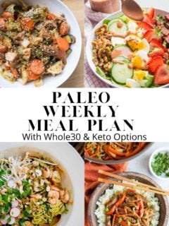 Paleo Weekly Meal Plan - Week 8 - a Paleo Meal Plan with six nourishing whole food dinner recipes and one healthier dessert. Meal Plan comes with Whole30 and keto options!