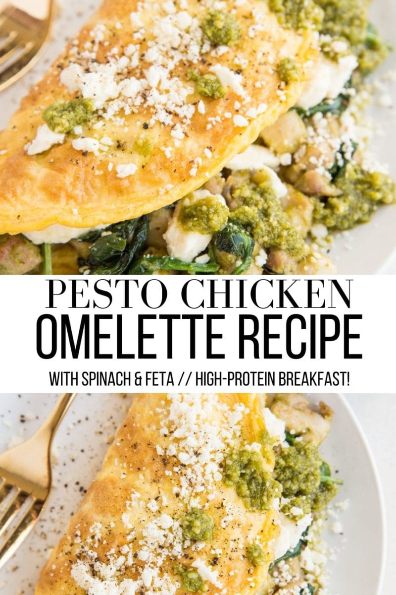 Pesto Chicken Omelette Recipe made with 6 ingredients. A delicious low-carb, keto breakfast recipe!