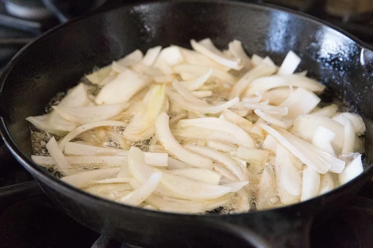 Cook the onion in the bacon fat
