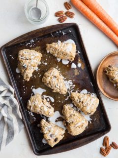 Vegan Carrot Cake Scones - gluten-free, refined sugar-free, dairy-free scone recipe made with carrot cake goodies for the ultimate treat!