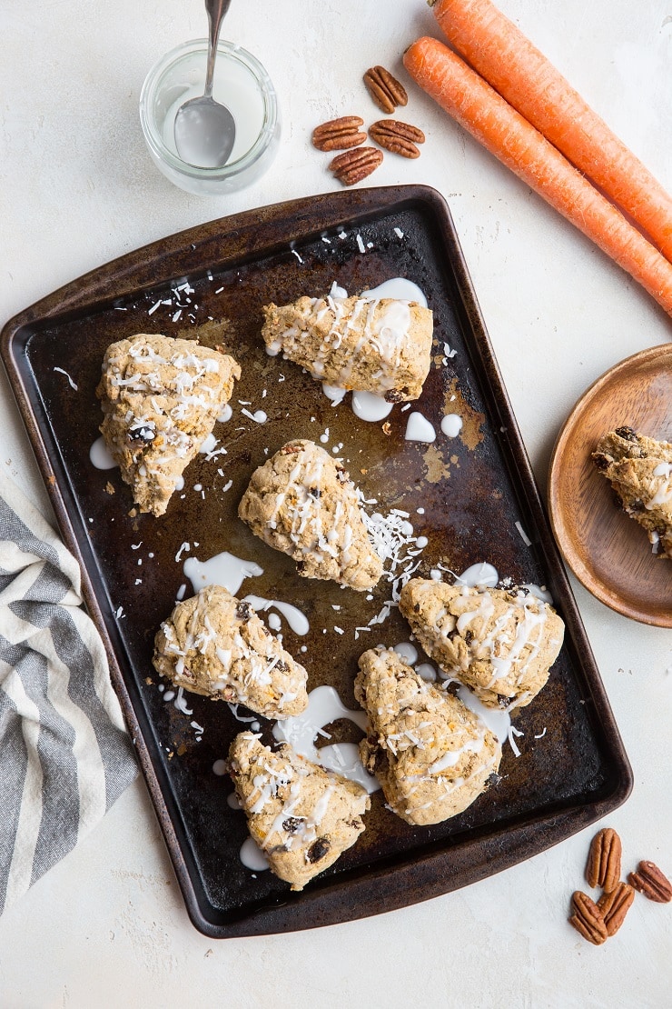 Vegan Carrot Cake Scones - gluten-free, refined sugar-free, dairy-free scone recipe made with carrot cake goodies for the ultimate treat!