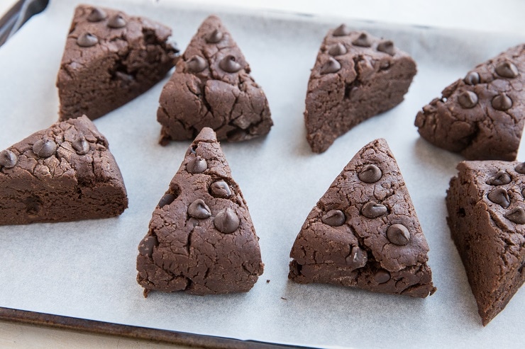 Place scone triangles on a baking sheet and bake