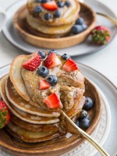 Gluten-Free Kombucha Pancakes - dairy-free, delicious light and fluffy pancakes made with kombucha! They taste similar to sourdough pancakes, and the concept is the same!