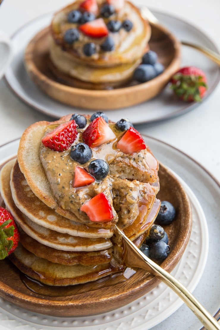 Gluten-Free Kombucha Pancakes - dairy-free, delicious light and fluffy pancakes made with kombucha! They taste similar to sourdough pancakes, and the concept is the same!