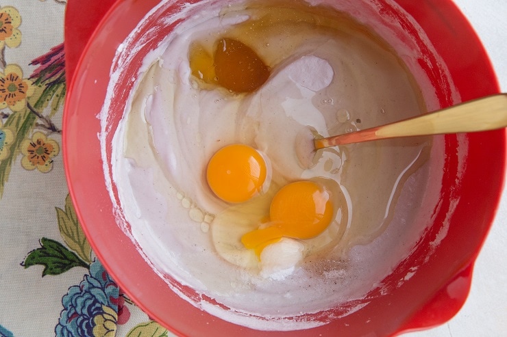 Add the remaining pancake ingredients to the mixing bowl and mix