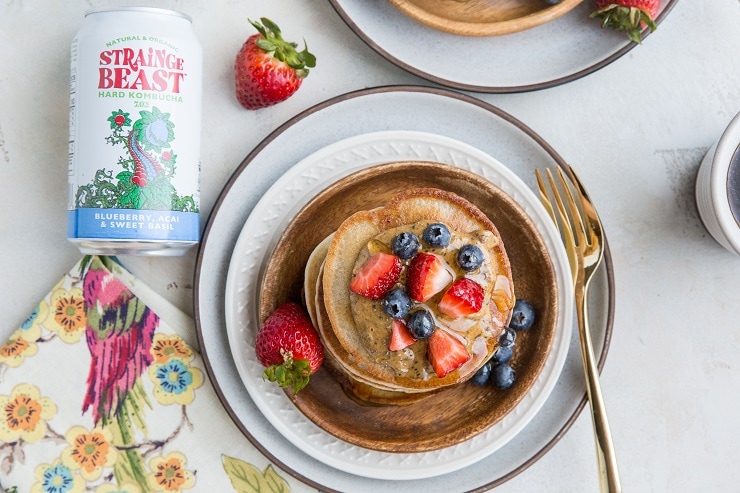 Gluten-Free Kombucha Pancakes made dairy-free with Sierra Nevada Strainge Beast Hard Kombucha