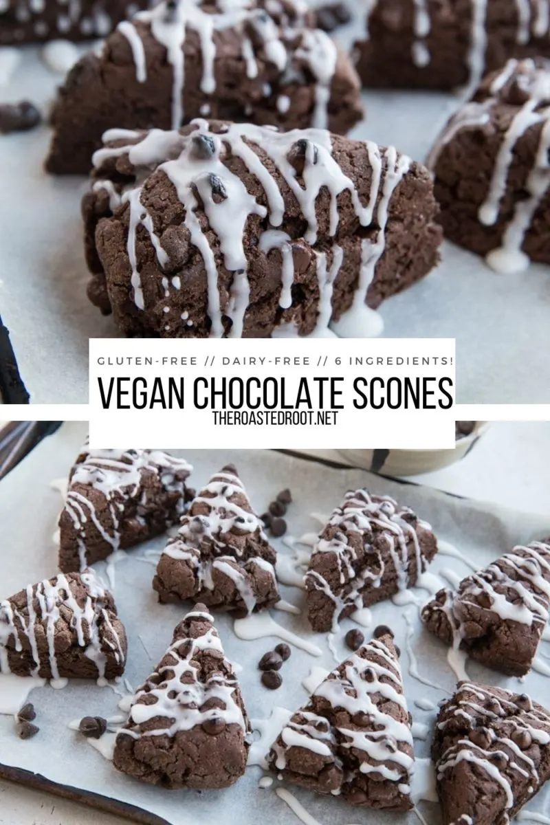 Gluten-Free Vegan Chocolate Scones - 6 Ingredients, dairy-free, egg-free, and easy to make!
