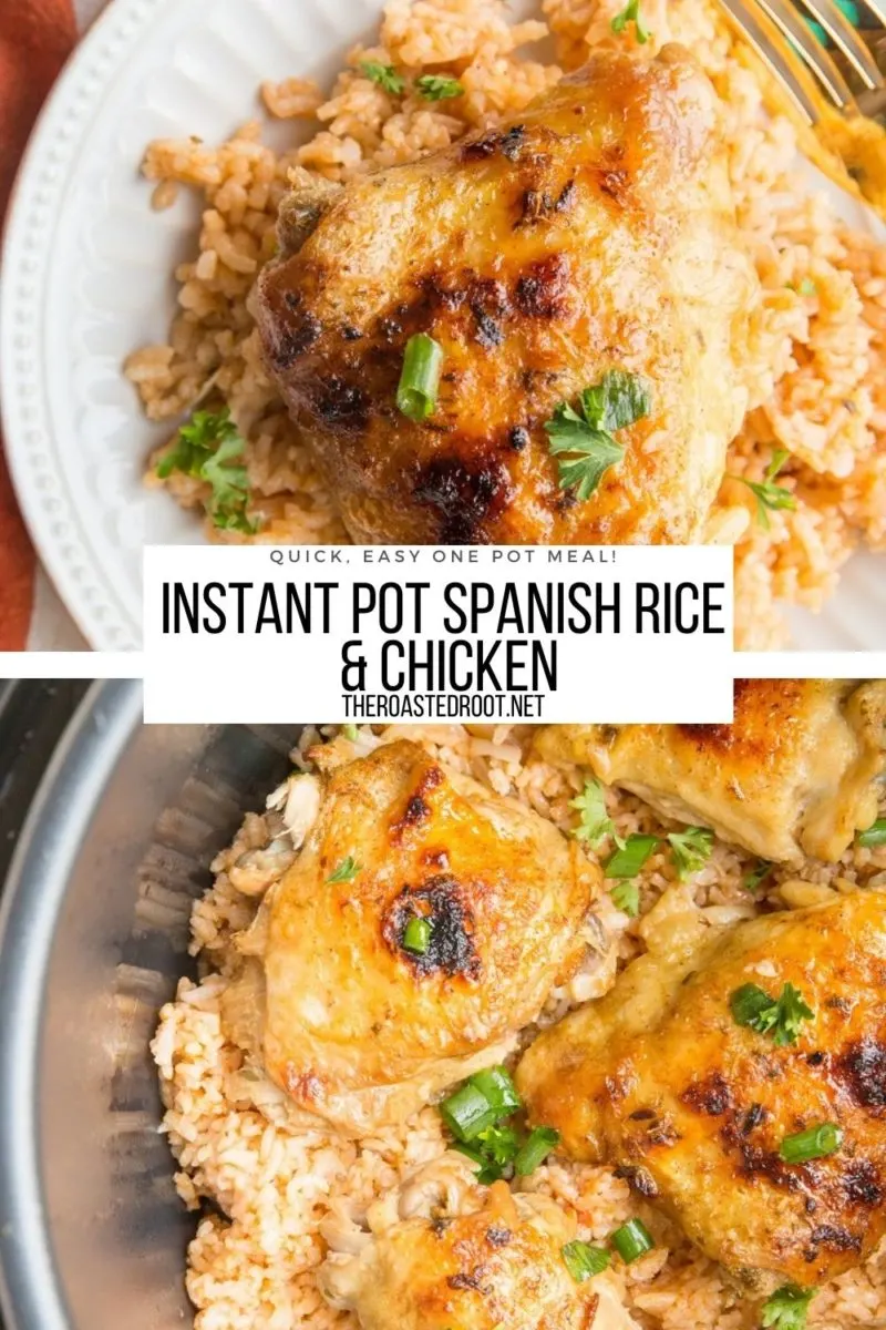 Instant Pot Spanish Chicken & Rice - an easy weeknight meal for the whole family to enjoy! Make it on any weeknight or ahead of time for meal prep