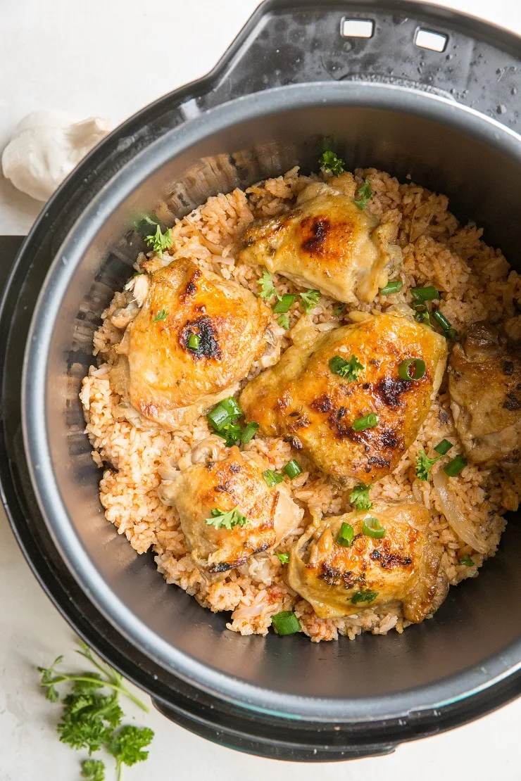 Quick and Easy Instant Pot Spanish Rice with Chicken - a super flavorful dinner recipe with perfectly tender chicken